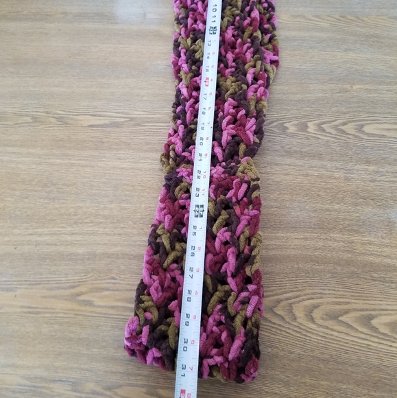 Home made scarf soft large knit infinity, pnk/brw - Picture 3 of 5